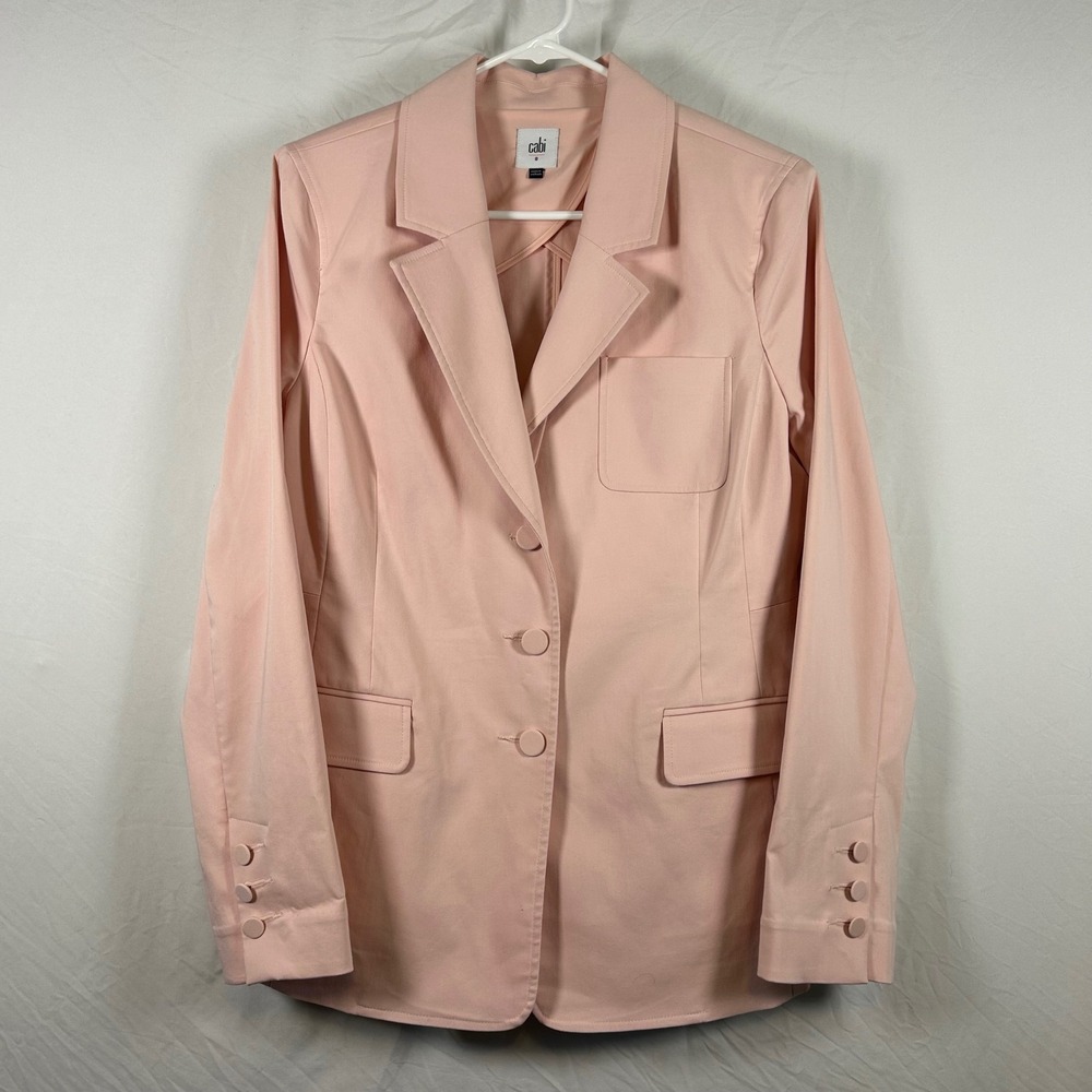 Cabi Pink Busy Blazer Style 5656 Pastel Three Button Structured Jacket Womens 8